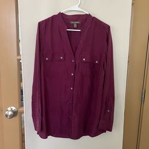 Tommy Bahama Womens Medium 100% Silk V-Neck Button Up Blouse